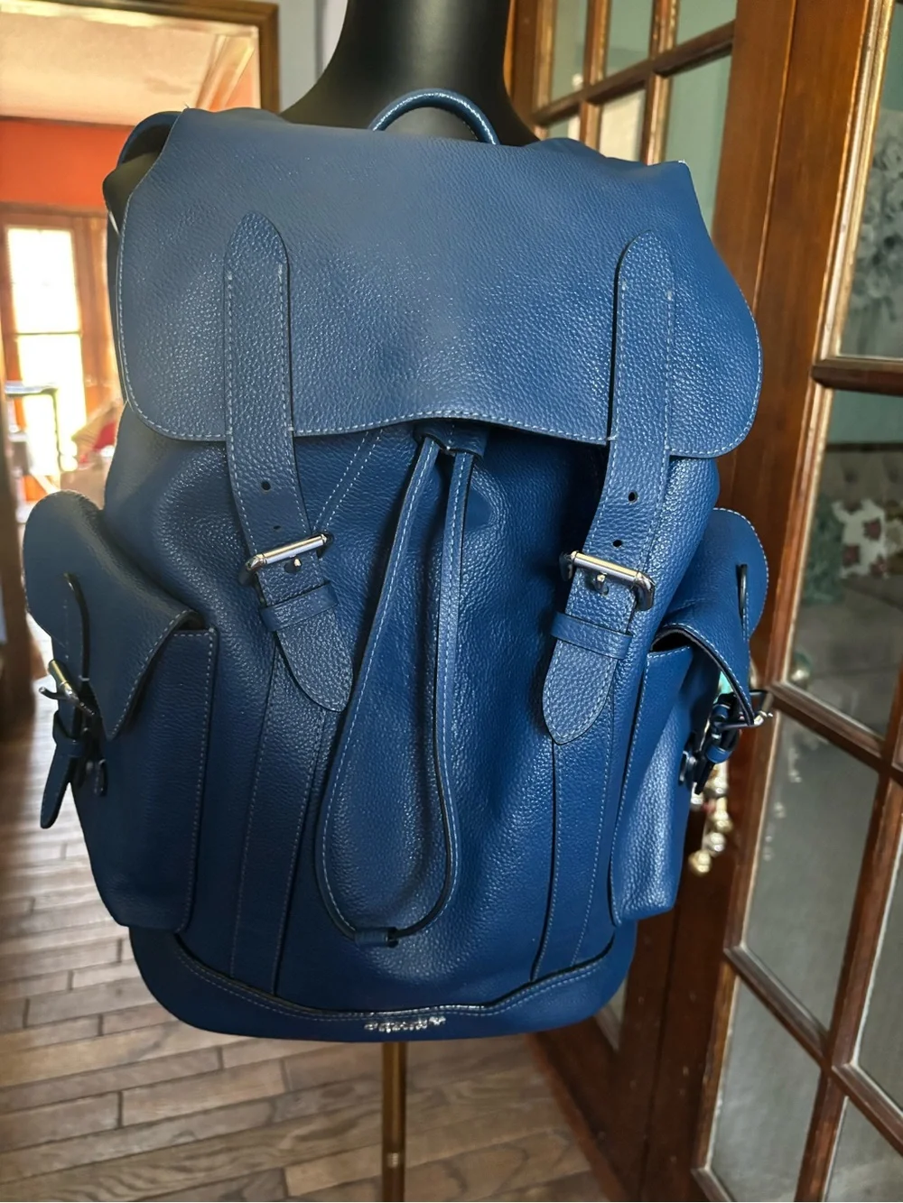 Coach Blue Pebbled Leather Men's Backpack